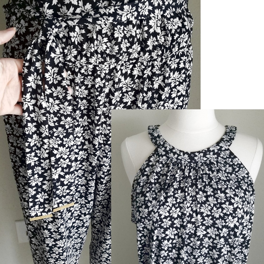 Michael Kors BlackWhite Floral Jumpsuit w Pockets - Picture 3 of 4